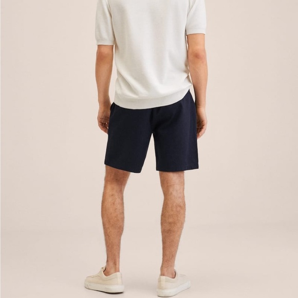 MANGO Drawstring Cotton Linen Bermuda short - NWT - Picture 3 of 10